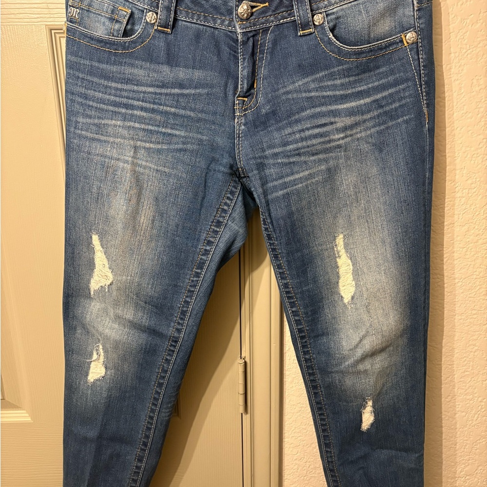 Miss Me Distressed Blue Skinny Jeans